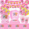 GUBOOM Paw Dog Partygeschirr Set, 62Pcs Paw Dog Geburtstag Deko, Paw Dog Pappteller Set, Paw Dog Luftballon, Tischdecke, Teller, Servietten, Becher, Banner (A)