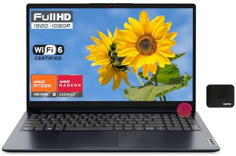 Lenovo IdeaPad Business Laptop 2024, pantalla FHD de 15.6 pulgadas, procesador AMD Ryzen 3 7320U (hasta 4.1 GHz), 8 GB de RAM DDR5, SSD de 256 GB, Wi-Fi6, HDMI, huellas dactilares, cámara web, Windows