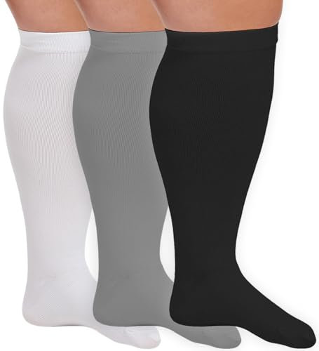 3 Paar Medizinische Kompressionsstrümpfe Damen & Herren 20-30 mmHg, Dicke Waden Stützstrümpfe für Medizinisch Krampfadern Ödeme Flug (3x Mischen01, 7XL)