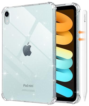 MoKo Case for iPad Mini 7 (A17 Pro), iPad Mini 7th/6th Generation Case 8.3 inch (2024/2021) Thin Lightweight Soft TPU Crystal Clear Cover Drop Protective Case for iPad Mini 7th Gen 2024, Clear Glitter