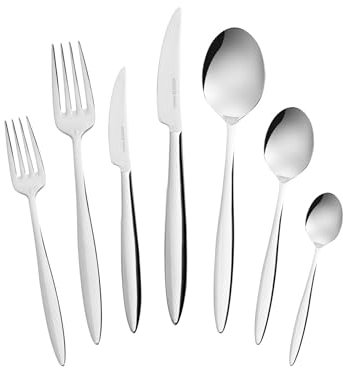 Karaca Novara Elegance Besteckset für 12 Personen, 84-teilig - Ein Hauch von Eleganz für Ihren Esstisch: Hochwertiges Besteck für 12 Personen - Umfangreiches Set für kulinarische Genüsse