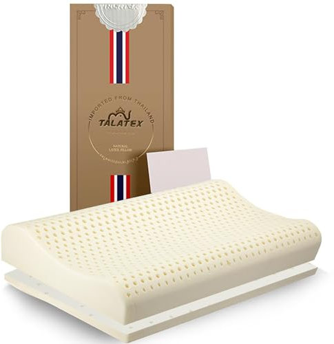 Talatex Kissen aus 100% Naturlatex - Ergonomisches Nackenstützkissen für Seiten- und Rückenschläfer - Verstellbares orthopädisches Kissen -Kein Memory-Schaum (Standard(60×40×12×10) cm)