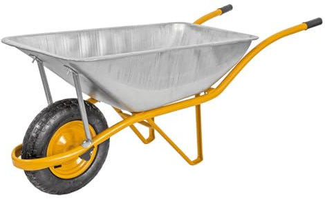 VITO - Carriola da cantiere 85 litri zincata Cassa quadrata Ruote gonfiate