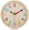 Lafocuse Kinder Wanduhr Holzoptik 30cm, ohne Tickgeräusche Lernuhr Modern, Lautlos Kinderuhr für Jungen Mädchen Kinderzimmer Schlafzimmer Schule