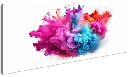 Feux d'artifice aux couleurs vives dans toute sa splendeur - Format panoramique - 120 x 60 cm - Impression numérique de qualité supérieure avec cadre