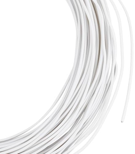 OLYCRAFT 30m di Filo per Cappelleria Bianco Diametro 2mm Filo Floreale Bianco Filo per Cappelleria Morbido Rotondo Filo per Cappelleria Rivestito in Plastica Fili di Ferro per Forniture per Cucito