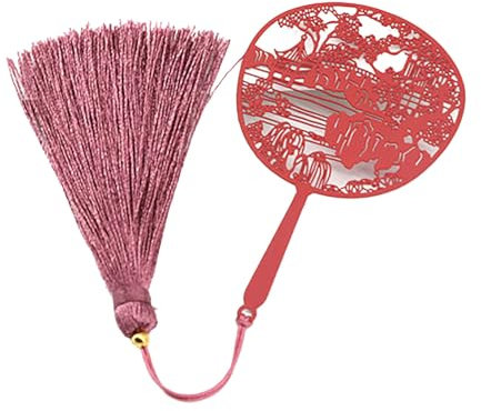 Metal Bookmark,Book Markers with Tassel,Metal Lacquer Bookmarks Chinese Red Tassel Bookmarks Hollowed Out Elegant Bookmarks