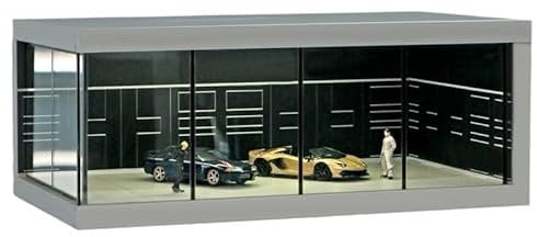Model Toy Mini Model Car Storage Box 1:64 simulation alloy car model showroom garage scene high transparent acrylic with light parking lot model display stand(Blackone)