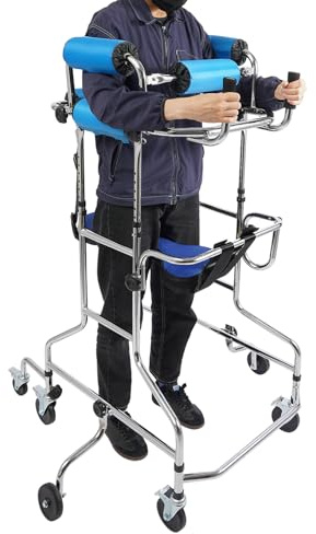 Gehwagen für Senioren, Stehende Gehhilfe mit 8 Lenkrollen (6 mit Bremsen), Höhe & Breite Verstellbar, Leicht Medizinischer Walker, Rutschfest Stabil Gehwagen für Personen Von 150-180 cm, Bis 100 kg