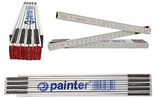 Painter - Zollstock 2 Meter - Meterstab, Gliedermaßstab - aus Holz, Zweiseitig, starke Verbindung der Glieder, Arretierung in der 180-Grad-Position, deutliche Skala, 1,7 cm breit