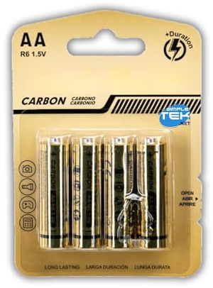 SIMPLETEK - Batterie Stilo AA R6 da 1.5V | Zinco e Carbonio | Confezione da 4 pile non ricaricabili, per dispositivi a bassa corrente