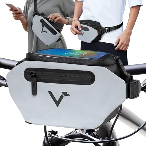 Valkental® x KLICKfix® - 3in1 Fahrradtasche Lenker | Vollreflektierend & Wasserfest - Geeignet als Lenkertasche & Bauchtasche | 4L Volumen | Lenkertasche Fahrrad KLICKfix | Lenkertasche Ebike