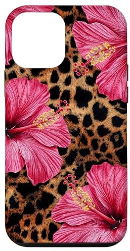Luxury Summer Leopard And Pink Hibiscus Flower Floral Case for iPhone 12 mini