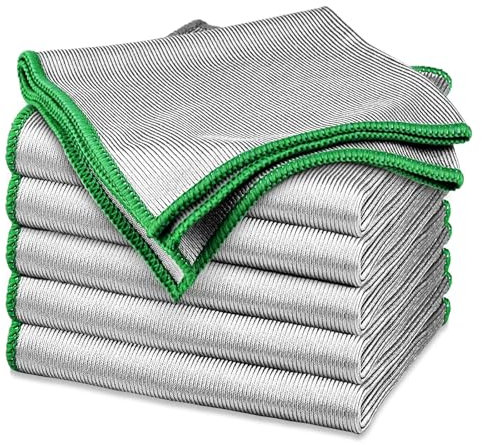 Quelcc 6 Pack Magic Glass Cleaning Cloths, Reusable Lint Free Cloth, Glasses Cleaning Cloth, Polishing Cloths, for Window, Glass, Bathroom, Mirror, Kitchen Dish, 30 x 30 cm