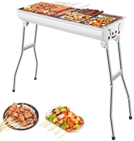 Dibaful Holzkohlegrill Tragbarer Klappgrill Grill Grillrost für Garten Camping Terrasse | Kleiner Kohlegrill Portable Picknickgrill Edelstahl BBQ Holzkohle Charcoal Campinggrill