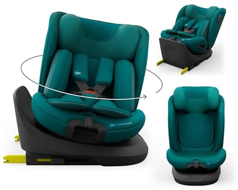 Kinderkraft I-Grow 2 PRO Child Car Seat, I-Size 40-150 cm, 360 Degree Rotation, Isofix, Base Station, RWF and FWF, Special Safety Systems, Easy to Clean, from Birth Group 0/1/2/3 0-36 kg, Green