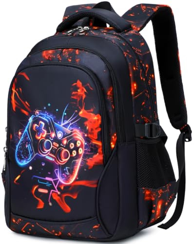 SOMBLG Schulrucksack Jungen Jungs Teenager Rucksack Kinder Schultasche Groß Kinderrucksack School Bag For Boys Ergonomisch Wasserfest 18 in (1-Cooles Spiel)