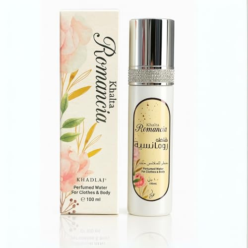Khadlaj Khalta Romancia Water Perfume 100ml – Alcohol-Free Floral Scent for Women – Long-Lasting Perfume Spray for Clothes, Hair & Body – Musk, Jasmine & Vanilla Notes