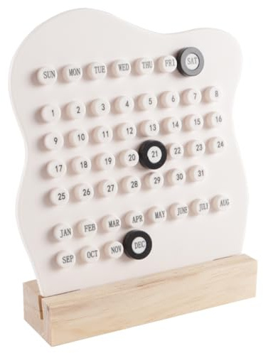 Durlo Ewiger Kalender aus Holz, Ewiger Kalender, Datum, DIY-Ornament, Holz-Desktop-Ring, manuelle Zwinge, Tagesplan, Datum, Schreibtisch, Geschäft, Büro, Zuhause