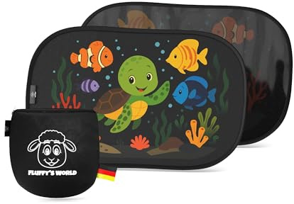 Sonnenschutz Auto Baby & Kinder • ZERTIFIZIERTER UPF50+ UV-Schutz • DEKRA geprüft & KBA-zugelassen • Nachhaltiges & hochwertiges GSM105+ Nylon • Sonnenblende Seitenscheibe • Motiv Unterwasser