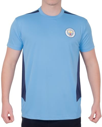 Manchester City Official Football Gift Mens Poly T-Shirt Sky Blue Medium