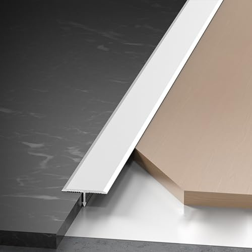 T Molding Floor Transition Strip Metal Flat Divider Strip for Joining Carpet Gaps of Laminate Planks Tile Flooring Edging Trim Strips,(Silver,130 * 3.3cm)
