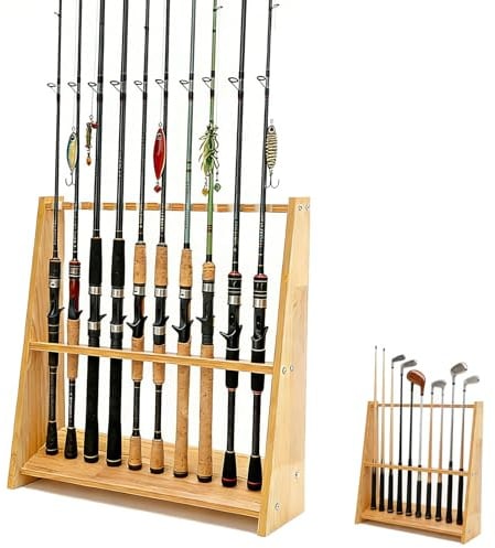 Porta Tacos De Billar, Cañas Soporte Para Cañas Pescar Madera Para 10 Putters Bastones Esquí Tacos Hockey Soporte Para Tacos Billar 60 X 18,5 X 57Cm Tacos Golf Accesorios Organizadores Mesas Billar