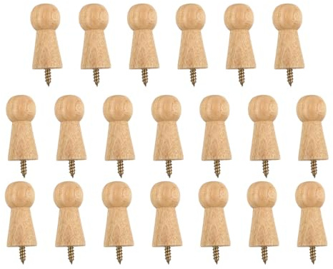Homoyoyo Lot de 20 Sets de Crochets Muraux en Bois Naturel Non Verni, Crochets Ronds pour Cintres à Vêtements, Porte-manteaux et Porte-serviettes, Support Mural Polyvalent pour Salle