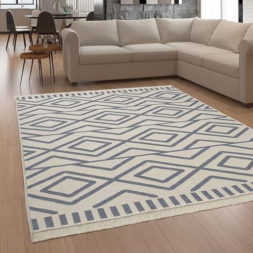 Paco Home Teppich Wohnzimmer Schlafzimmer Boho Design Waschbar Bis 30 Grad Skandinavisch Mit Fransen Wendbar Moderne Deko, Farbe:Grau 2, Größe:200x280 cm