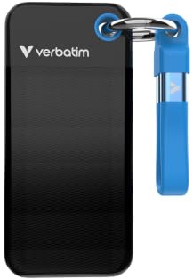 Verbatim Pocket SSD 512GB USB 3.2 Gen2 Externe SSD 1000MB/s Schwarz Blau | Kompakte Pocket SSD mit Schutzhülle, Schlüsselring und USB-C Kabel für mobile Backups, Gaming, Reisen, Laptop, PC und Mac