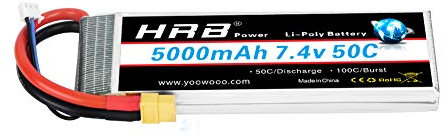 HRB 7.4V 5000mAh 50C XT60 Lipo Battery Compatible with RC Car RC Plane RC Truck RC Boat