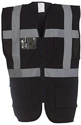 Yoko Hi-Vis Premium Executive/Manager Waistcoat/Jacket (5XL) (Black)