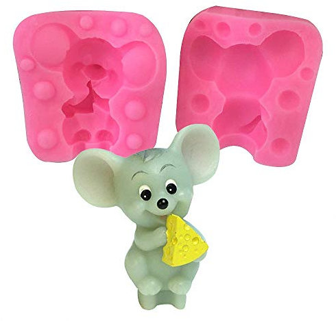 Mouse Silicone Mold - MoldFun Cute Mouse Eating Cheese Art Craft Mould for Fondant, Candle, Soap, Wax Crayon, Polymer Paper Fimo Clay