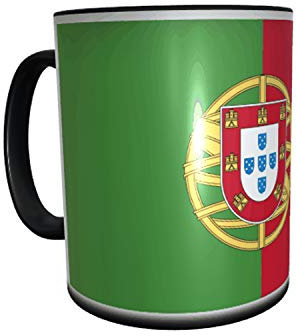 YONACREA - Mug Tasse - Drapeau Portugal avec prénom personnalisé - Personnalisation en ligne - NOIR MAGIQUE