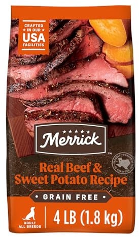 Merrick Grain Free Natural Beef Sweet Potoato Dry Adult Dog Food 4lb Bag