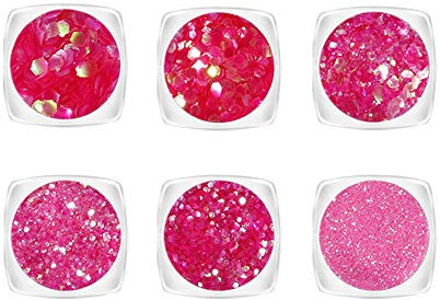 YOFASEN 6 pcs Chunky Glitter Visage Glitter - Nail Art Accessoires Paillettes Artisanat Sequin Mixte Set Joue Maquillage Lèvres DIY Décor Paillettes, Rose 2