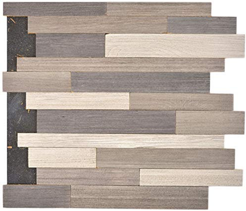 Selbstklebnde Mosaikmatte Verbund Holz mix grey für WAND KÜCHE Wandverblender Fliesenspiegel Verkleidung | 10 Matten