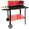 Algon | Barbacoa Hierro Grill 58x38 Parrilla Zincada Artesanal Rectangular Carbón y Leña - Barbacoa Color Rojo/Negro Regulable en 5 Niveles con Protector de Viento Fácil Montaje y Transporte