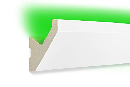 HEXIM LED Stuckleisten aus PU - Indirekte Beleuchtung mit modernen Deckenleisten, lichtundurchlässig, leicht und schlagzäh - (10 Meter Sparpaket LED-14 65x65mm) Zierprofil, Deckenbeleuchtung