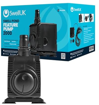 Swell Water Feature Pump 2000lph for Water Features and Displays. Fully Submersible and Adjustable Flow Dial with 2 Year Guarantee