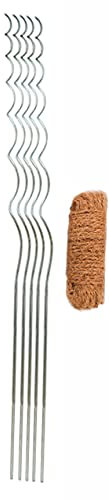 Novatool Lot de 10 baguettes à tomates 5 x 1700 mm et fil de coco I Kit de fixation I Tige spirale pour tomates Tricot de coco