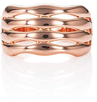 namana Anelli spessi per donne e ragazze, anelli regolabili per donne con motivo a onde, eleganti anelli da donna con finitura lucida, Oro rosa