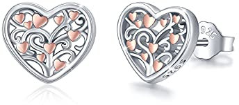 Lebensbaum Ohrringe 925 Sterling Silber Herz Baum des Lebens Ohrstecker für Damen Familie Ohrstecker Schmuck Neujahrs Geschenk für Mutter Mädchen Frauen Freundin