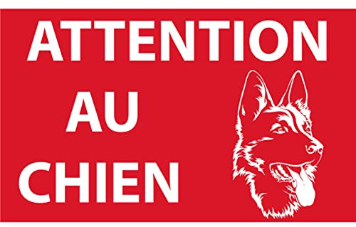 signaletique-france PANNEAU/AUTOCOLLANT DE SIGNALISATION, ATTENTION AU CHIEN (15x9cm, Autocollant)