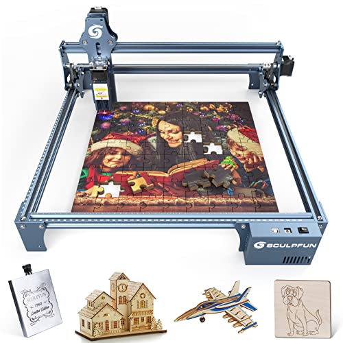 TKSE Laser Graviermaschine, S9 Graviermaschinen Kit, Augenschutz Festfokus&Schiebegerät, DIY Schnelles Schneiden, S9 Vollmetall-ultrafeine Lasergraviermaschine Holz-Acryl-Lasergravierer 410x420mm(EU)
