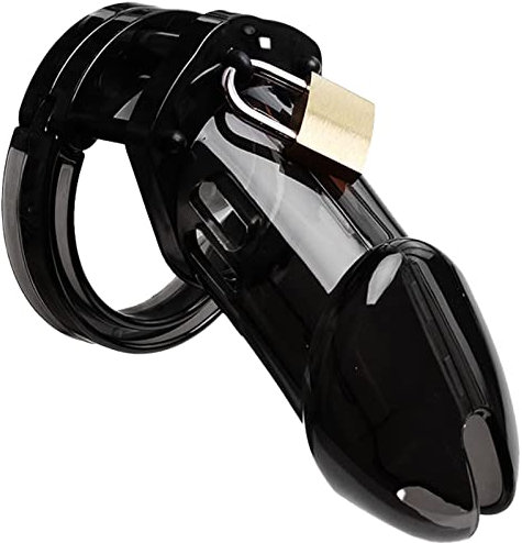 BDSMYEE Chastity Cage Male,Keuschheitskäfig Herren,Peniskäfig mit Schloss,Cock Cage mit 5 Cockring,Penis Käfig,Keuschheitsgürtel für Herren,Sex Spielzeug für die Männer(long, Schwarz)