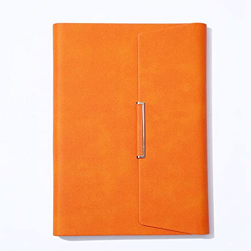 SagaSave A5 Leder Notizbuch, Orange Tagebuch Reisenotizbuch Nachfüllbar Kompositionsnotizbuch Business Notizbuch mit Tasche Reisetagebuch Konferenzmappe Notizbuch