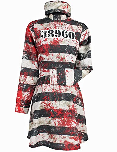 Thetru Halloween Kostüm Bloody Prisoner für Damen | Blutiges Sträflingskostüm Geister Hexe XXL