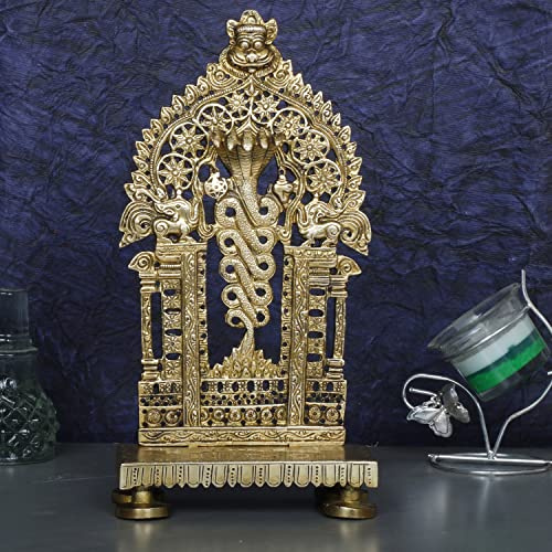 Artvarko Messinggott Naga Thron Pooja Singhasan Chowki Prabhavali für Idol Sitz Prabhawal Peedam Idol Gott Stand Pooja für Idole,