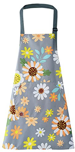LECTNORE Chef Küchenschürzen, Blumenschürzen für Frauen, verstellbare Schürze mit Tasche, Kochschürze, wasserdichte Schürze zum Kochen, Kochen, Gärtnern